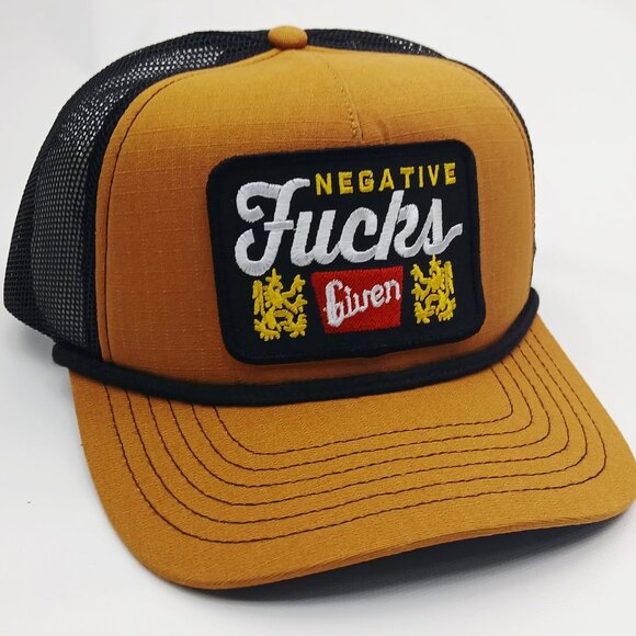Negative F's Given Embroidered Patch Ripstop Foam Trucker Cap Hat Mesh Snapback - Picture 1 of 3